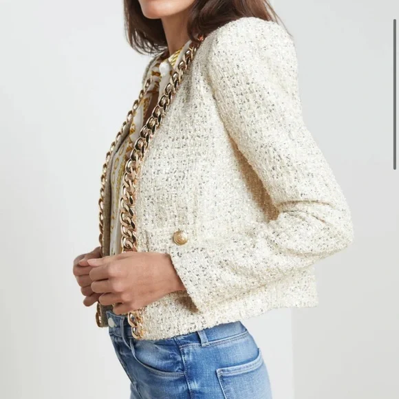 L'Agence Greta Chain Tweed Jacket US 6